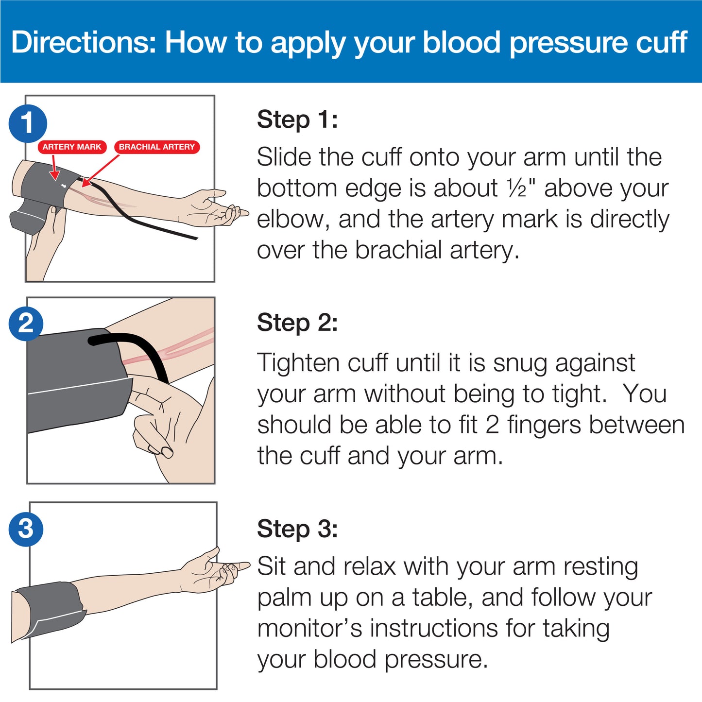 Wide-Range Blood Pressure Cuff, Fits Upper Arms 8.7”-16.5″