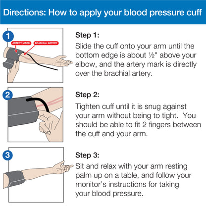 Wide-Range Blood Pressure Cuff, Fits Upper Arms 8.7”-16.5″